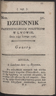 Dziennik Patryotycznych Politykow w Lwowie. R. 1796