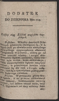 Dziennik Patryotycznych Politykow w Lwowie. R. 1796 Nr 104 (dodatek)