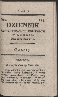 Dziennik Patryotycznych Politykow w Lwowie. R. 1796 Nr 114
