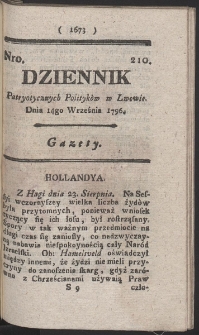 Dziennik Patryotycznych Politykow w Lwowie. R. 1796 Nr 210