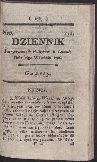 Dziennik Patryotycznych Politykow w Lwowie. R. 1796 Nr 222