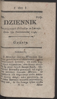 Dziennik Patryotycznych Politykow w Lwowie. R. 1796 Nr 229