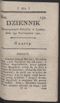 Dziennik Patryotycznych Politykow w Lwowie. R. 1796 Nr 230