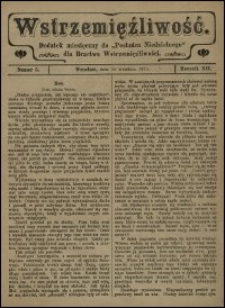 Wstrzemięźliwość : dodatek miesięczny do &bdquo;Posłańca Niedzielnego&rdquo; dla Bractwa Wstrzemięźliwości. R. 12 (1911), nr 5