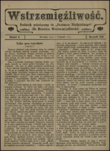 Wstrzemięźliwość : dodatek miesięczny do &bdquo;Posłańca Niedzielnego&rdquo; dla Bractwa Wstrzemięźliwości. R. 12 (1911), nr 6