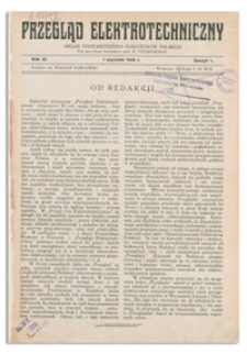 Przegląd Elektrotechniczny. Rok XI, 1 Stycznia 1929, Zeszyt 1