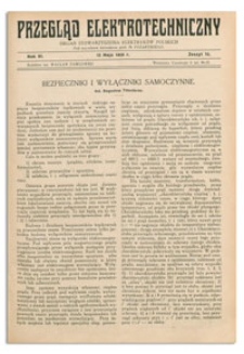 Przegląd Elektrotechniczny. Rok XI, 15 Maja 1929, Zeszyt 10