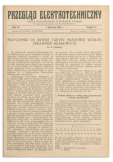 Przegląd Elektrotechniczny. Rok XI, 1 Czerwca 1929, Zeszyt 11