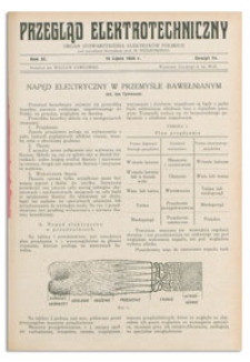 Przegląd Elektrotechniczny. Rok XI, 15 Lipca 1929, Zeszyt 14