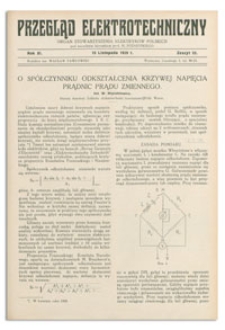 Przegląd Elektrotechniczny. Rok XI, 15 Listopada 1929, Zeszyt 22