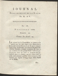 Journal Hebdomadaire De La Diete Par Mr. De V. R. 1789 Nr 4