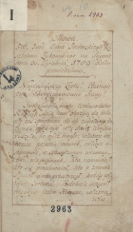 Mowa JW. JMci Pana Jezierskiego, kasztelana Łukowskiego na seymie dnia 20 kwietnia 1789 roku powiedziana