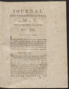 Journal Hebdomadaire De La Diete Par Mr. De V. R. 1789 Nr 13