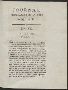 Journal Hebdomadaire De La Diete Par Mr. De V. R. 1789 Nr 20