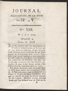 Journal Hebdomadaire De La Diete Par Mr. De V. R. 1789 Nr 22