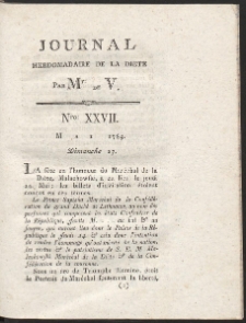Journal Hebdomadaire De La Diete Par Mr. De V. R. 1789 Nr 27