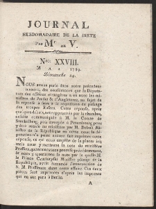Journal Hebdomadaire De La Diete Par Mr. De V. R. 1789 Nr 28