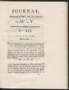 Journal Hebdomadaire De La Diete Par Mr. De V. R. 1789 Nr 30