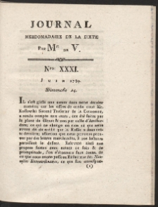 Journal Hebdomadaire De La Diete Par Mr. De V. R. 1789 Nr 31