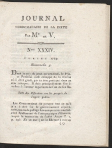 Journal Hebdomadaire De La Diete Par Mr. De V. R. 1789 Nr 34