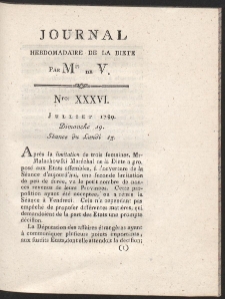 Journal Hebdomadaire De La Diete Par Mr. De V. R. 1789 Nr 36