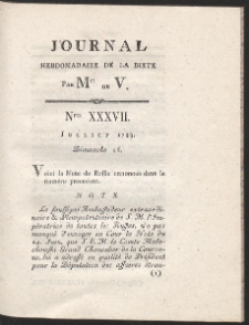 Journal Hebdomadaire De La Diete Par Mr. De V. R. 1789 Nr 37