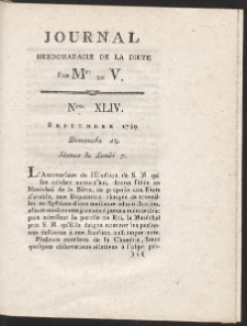 Journal Hebdomadaire De La Diete Par Mr. De V. R. 1789 Nr 44