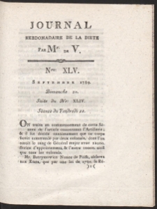 Journal Hebdomadaire De La Diete Par Mr. De V. R. 1789 nr 45