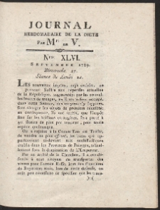 Journal Hebdomadaire De La Diete Par Mr. De V. R. 1789 Nr 46