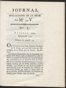 Journal Hebdomadaire De La Diete Par Mr. De V. R. 1789 Nr 50