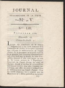 Journal Hebdomadaire De La Diete Par Mr. De V. R. 1789 Nr 53