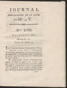 Journal Hebdomadaire De La Diete Par Mr. De V. R. 1789 Nr 58