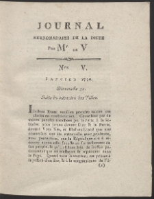 Journal Hebdomadaire De La Diete Par Mr. De V. R. 1790 Nr 5