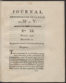 Journal Hebdomadaire De La Diete Par Mr. De V. R. 1790 Nr 12