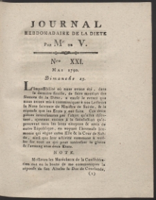 Journal Hebdomadaire De La Diete Par Mr. De V. R. 1790 Nr 21