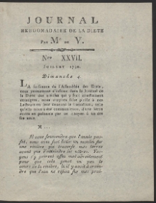 Journal Hebdomadaire De La Diete Par Mr. De V. R. 1790 Nr 27