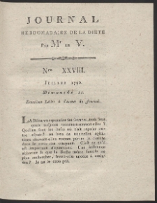 Journal Hebdomadaire De La Diete Par Mr. De V. R. 1790 Nr 28