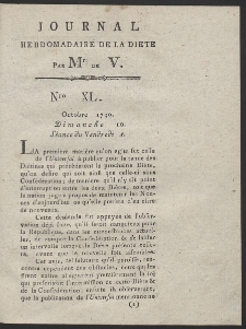 Journal Hebdomadaire De La Diete Par Mr. De V. R. 1790 Nr 40
