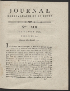 Journal Hebdomadaire De La Diete Par Mr. De V. R. 1790 Nr 42