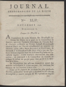 Journal Hebdomadaire De La Diete Par Mr. De V. R. 1790 Nr 44