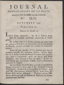 Journal Hebdomadaire De La Diete Par Mr. De V. R. 1790 Nr 46