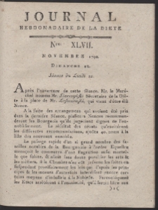 Journal Hebdomadaire De La Diete Par Mr. De V. R. 1790 Nr 47