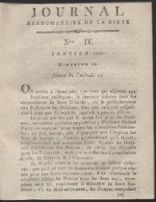 Journal Hebdomadaire De La Diete Par Mr. De V. R. 1791 Nr 4
