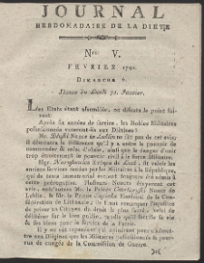 Journal Hebdomadaire De La Diete Par Mr. De V. R. 1791 Nr 5