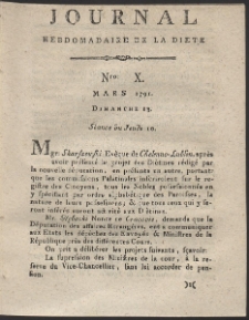 Journal Hebdomadaire De La Diete Par Mr. De V. R. 1791 Nr 10