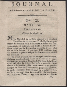 Journal Hebdomadaire De La Diete Par Mr. De V. R. 1791 Nr 11