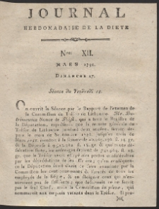 Journal Hebdomadaire De La Diete Par Mr. De V. R. 1791 Nr 12