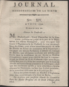 Journal Hebdomadaire De La Diete Par Mr. De V. R. 1791 Nr 14