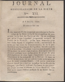 Journal Hebdomadaire De La Diete Par Mr. De V. R. 1791 Nr 16
