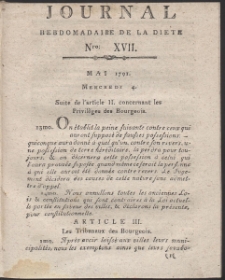 Journal Hebdomadaire De La Diete Par Mr. De V. R. 1791 Nr 17